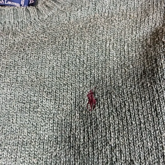 Polo by Ralph Lauren Men’s XL Green Sweater With Burgundy Pony Logo - Picture 8 of 11